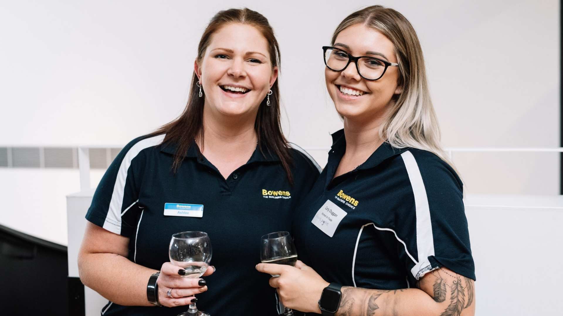 Bowens employees enjoying a wine at the Women in Trade event.