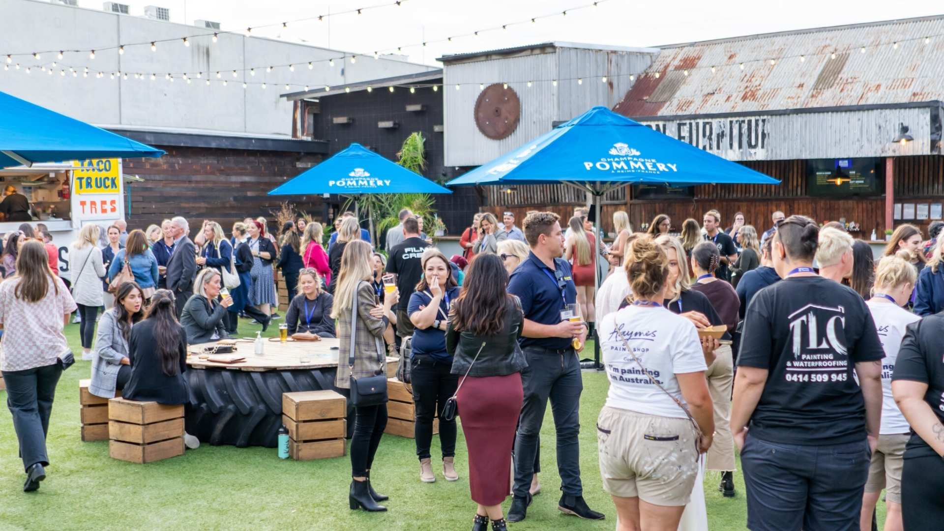 People gathering and mingling at the Bowens Women in Trade event 2022.