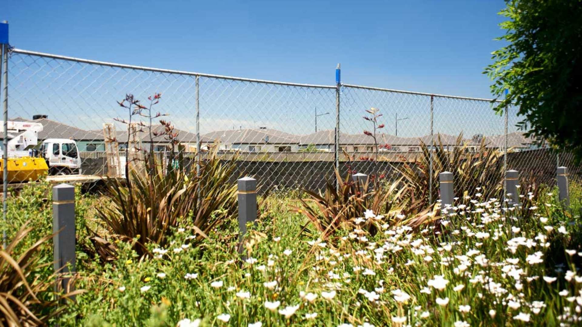 Fencing around jobsite to ensure safety. 