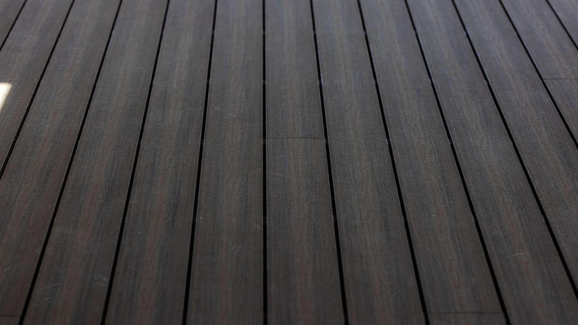 Close up of completed composite decking.