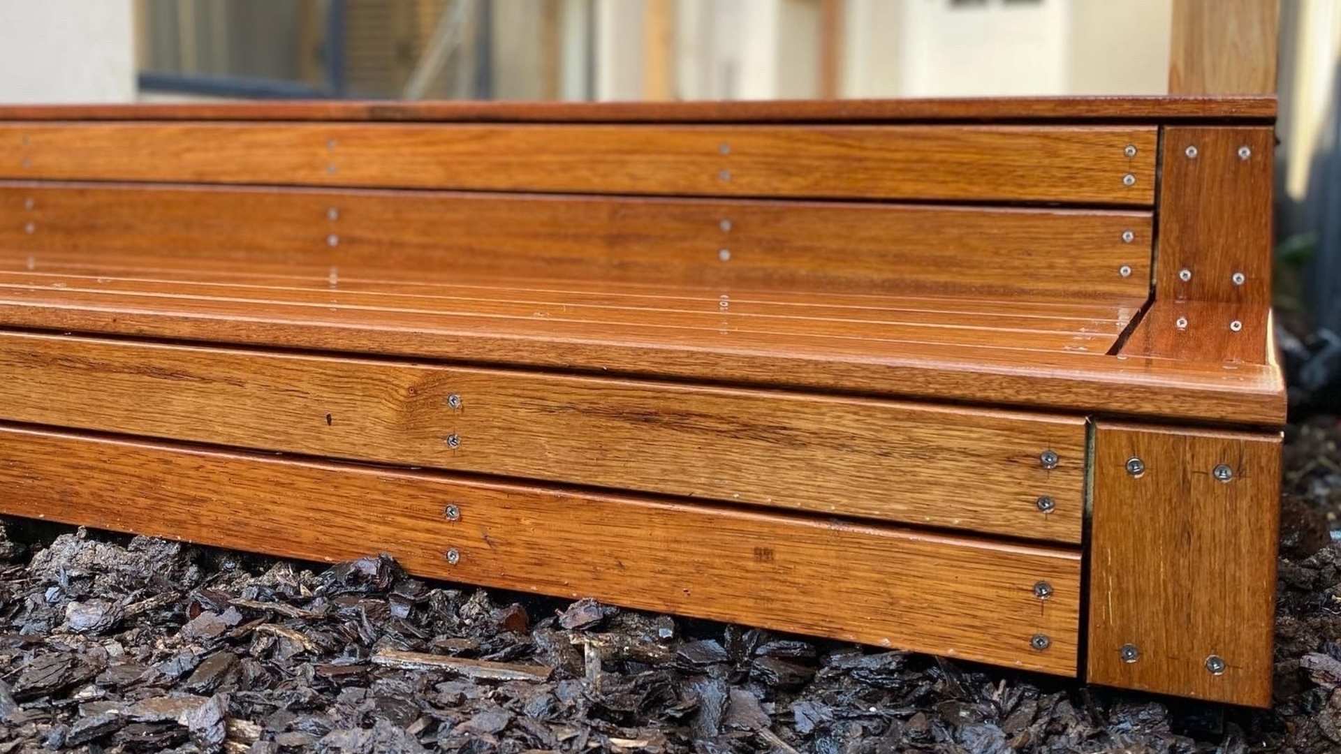 Close up shot of Merbau decking.