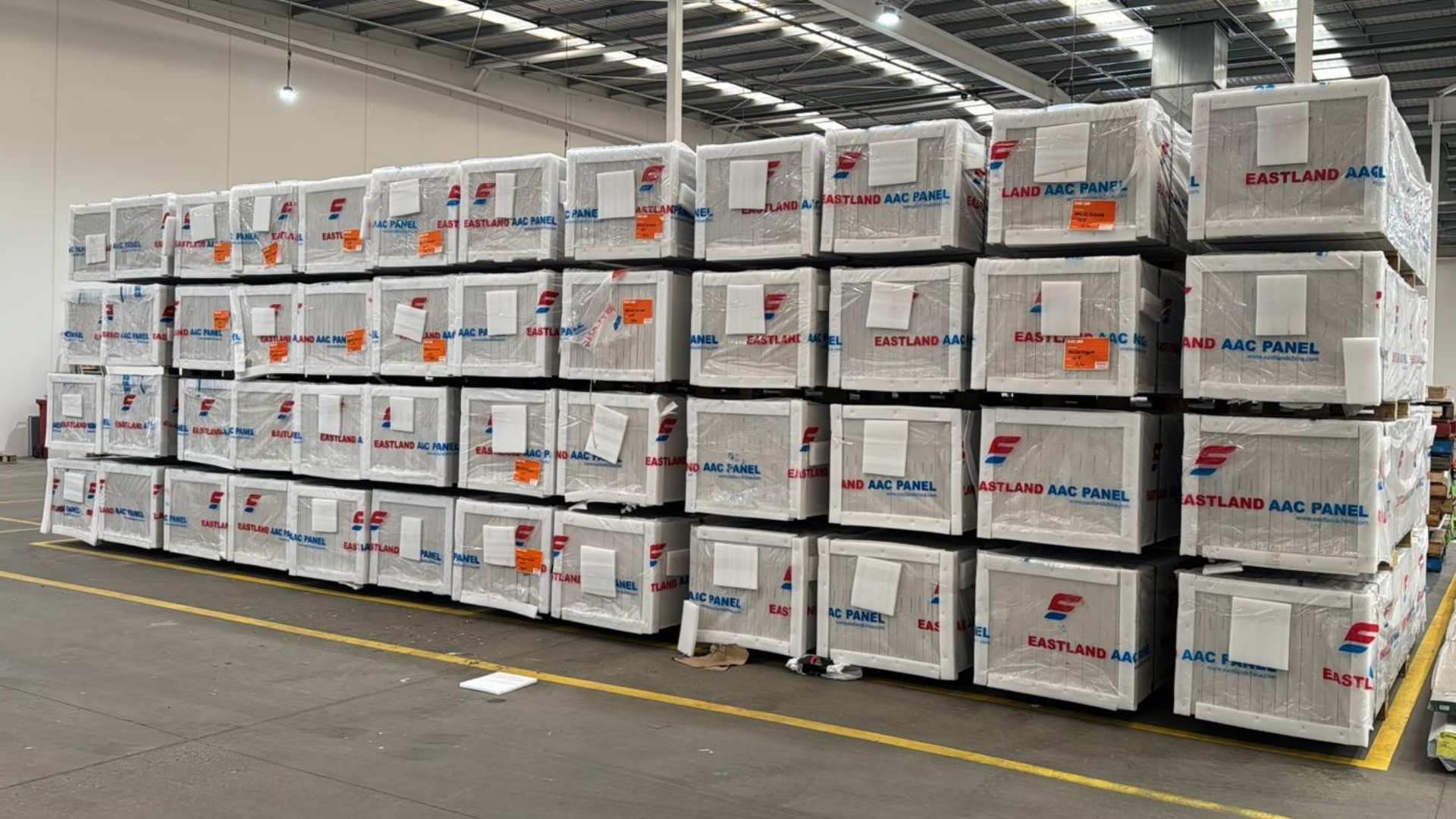 Eastland AAC Panels in plentiful supply in warehouse.