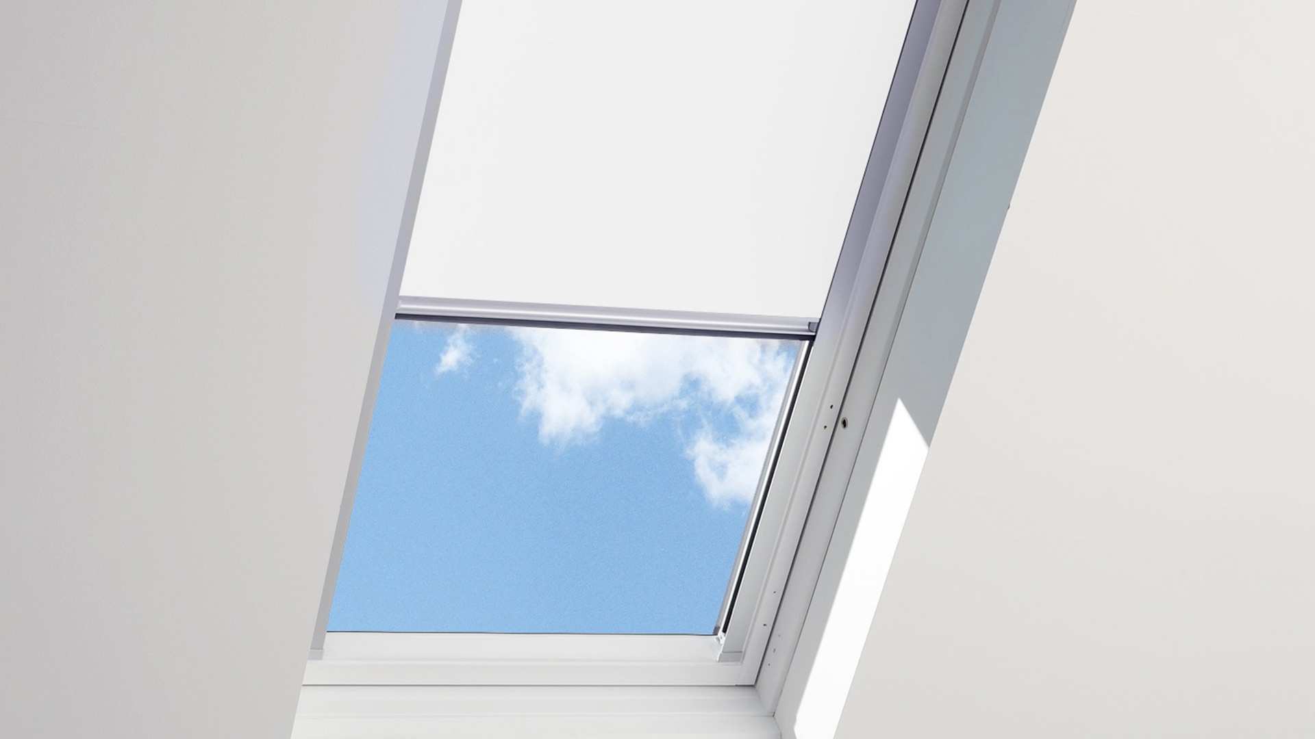 Single skylight with blue sky.