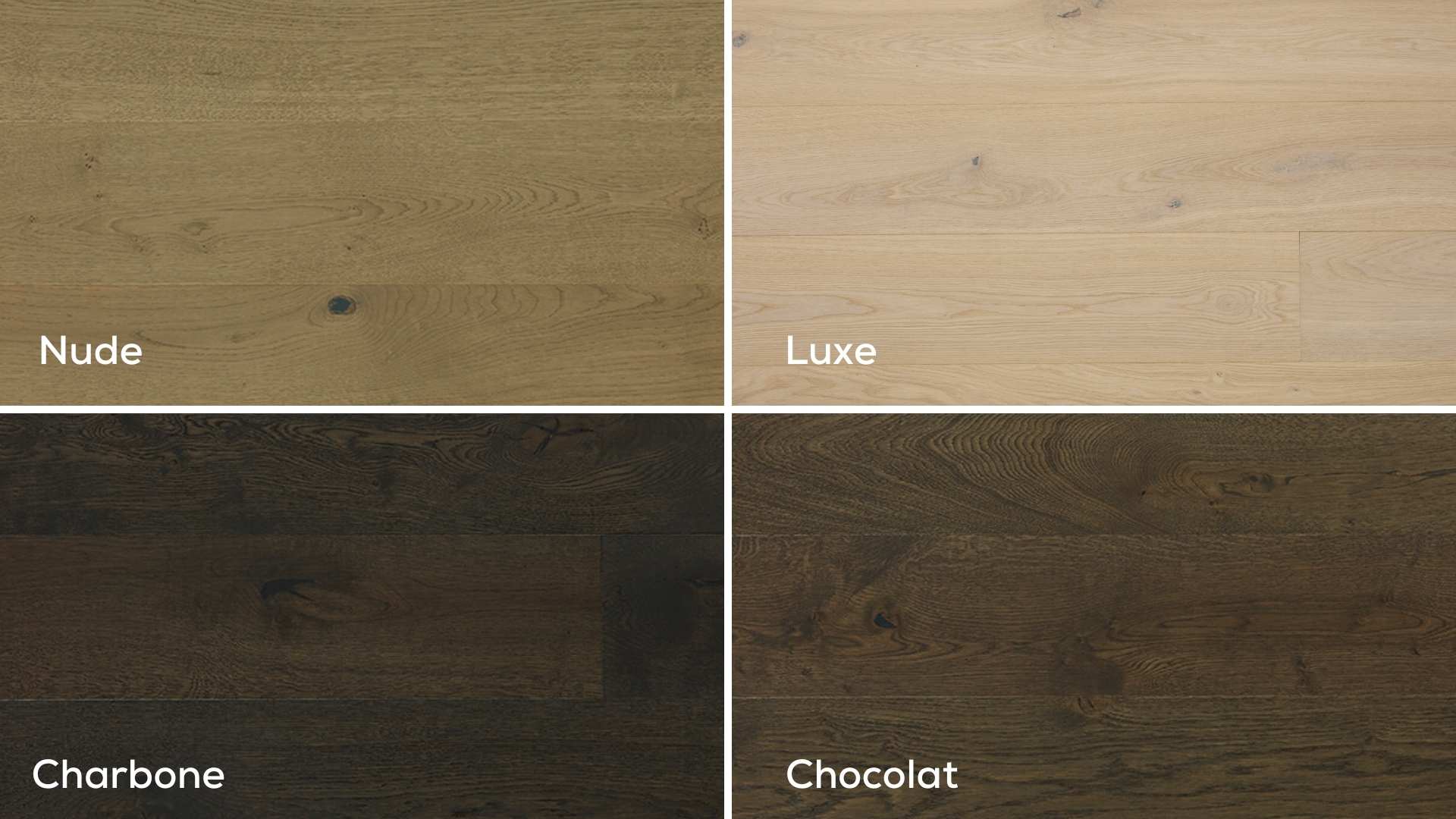 Arbre engineered timber flooring, four different looks and finishes.