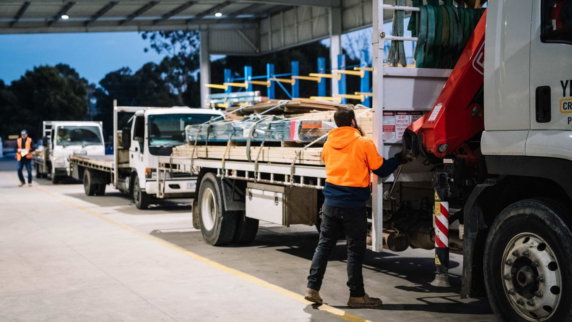 Delivery truck going through final checks before off.