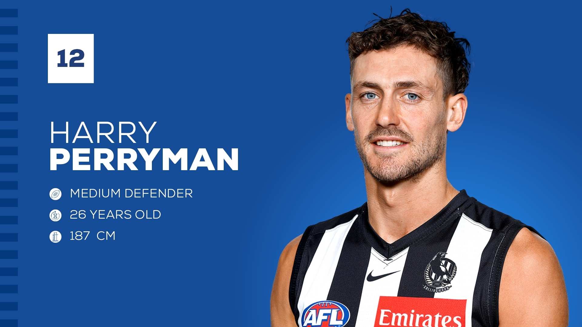 Collingwood AFL player Harry Perryman headshot.