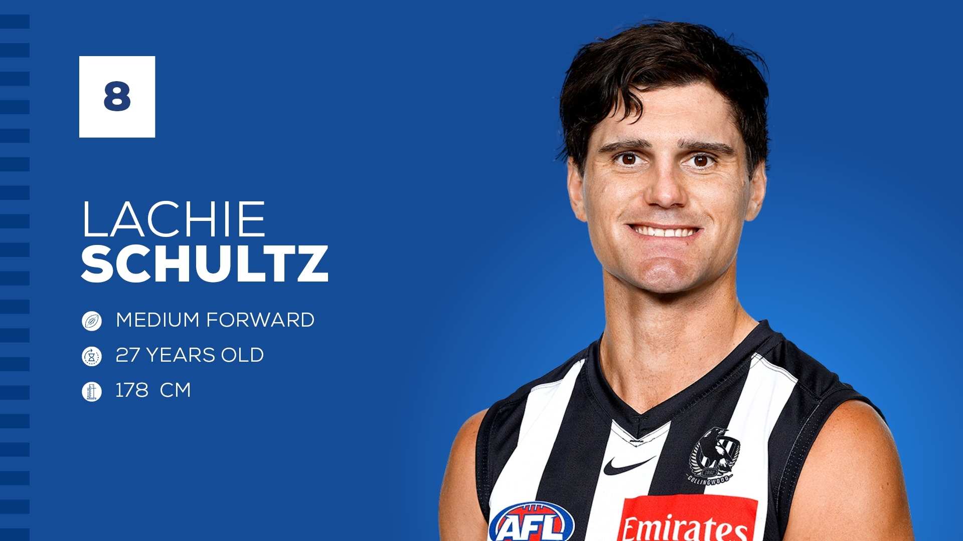 Collingwood AFL player Lachie Schultz headshot.