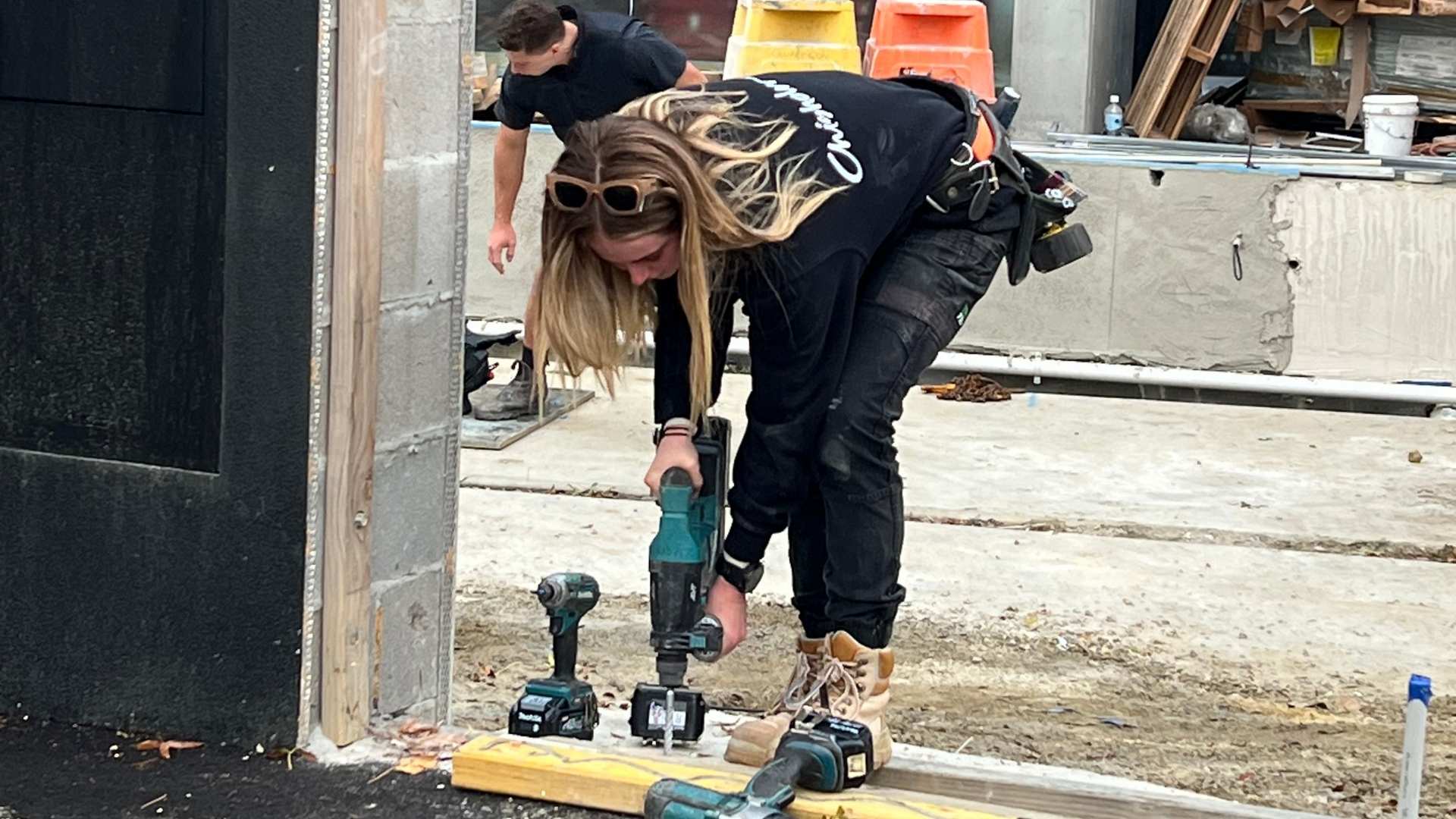 Clea White working on site.