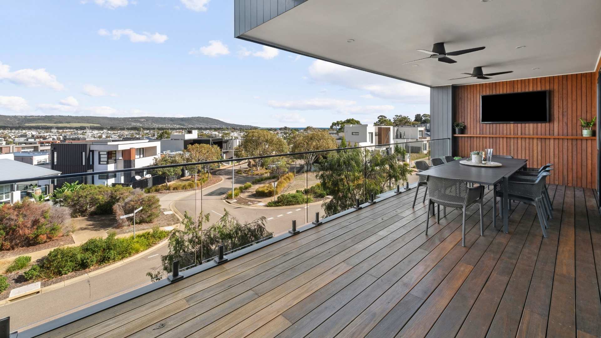 Blackbutt decking used overlooking residential street.