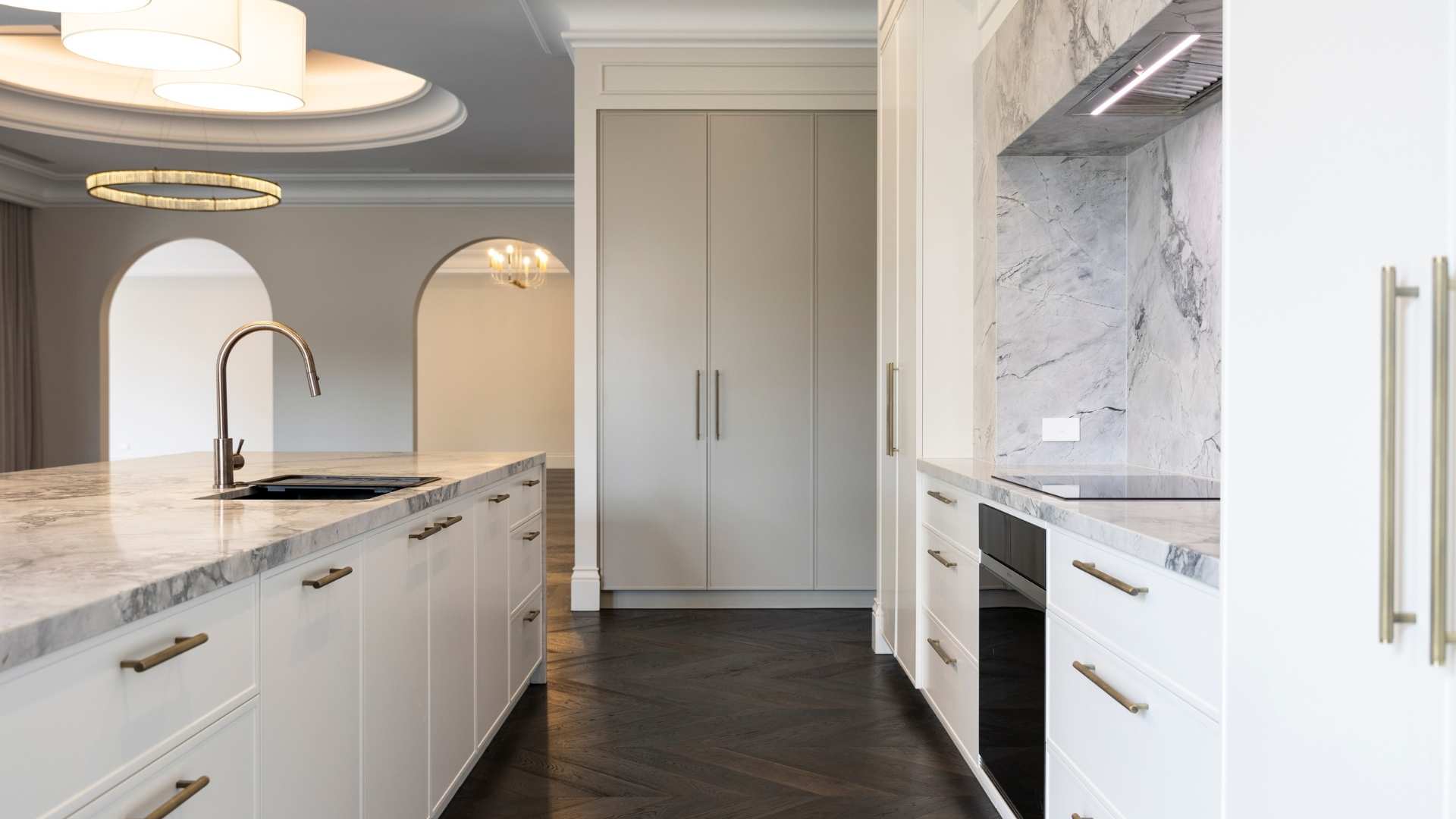 Kitchen setting of Evans Building Group project using products sourced from Circa Studio.