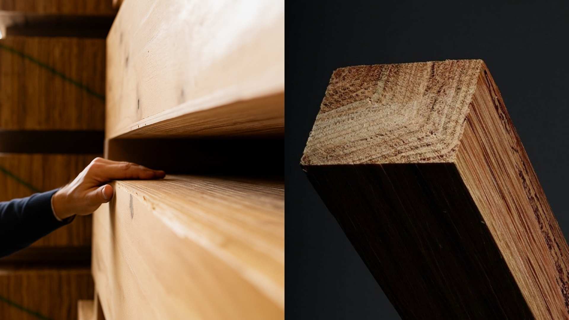 Crafted Hardwood post and boards being selected.