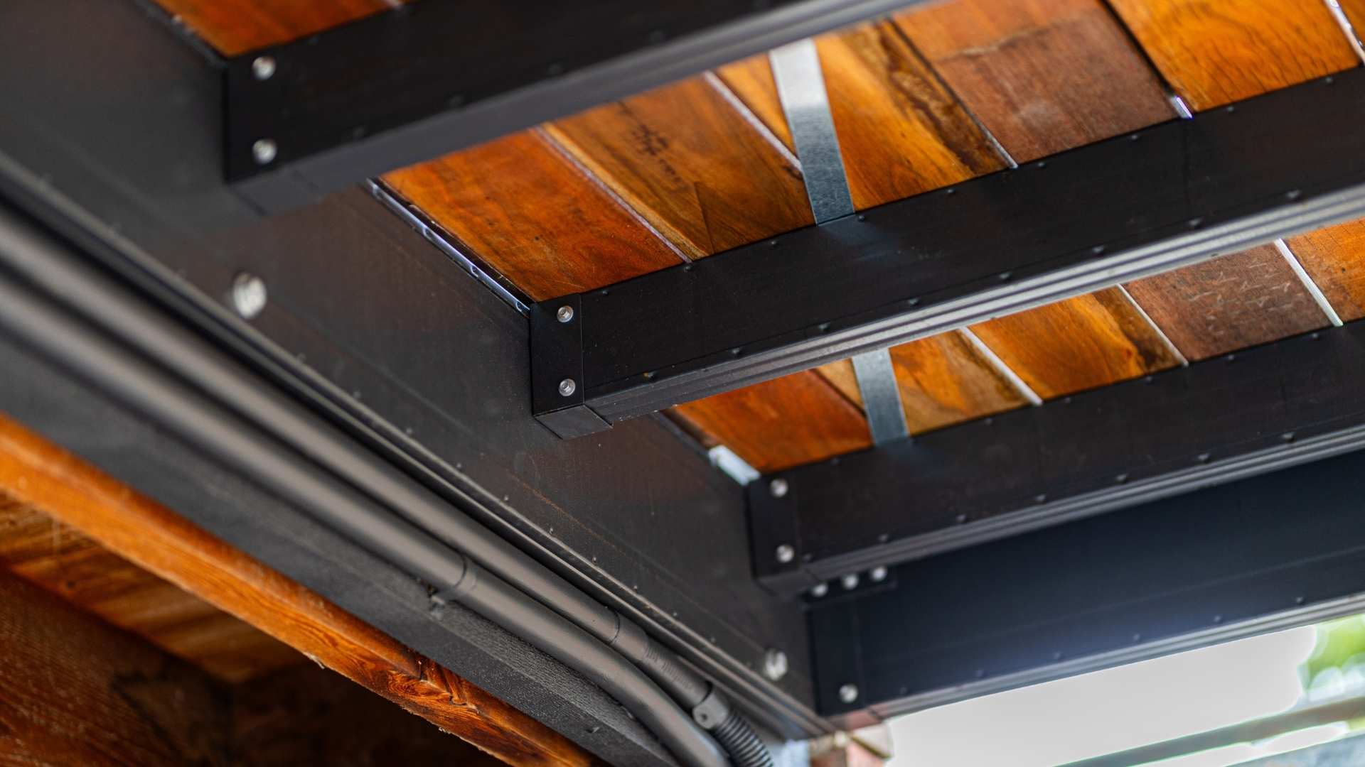 Underside of the Spantec system with spotted gum decking boards.