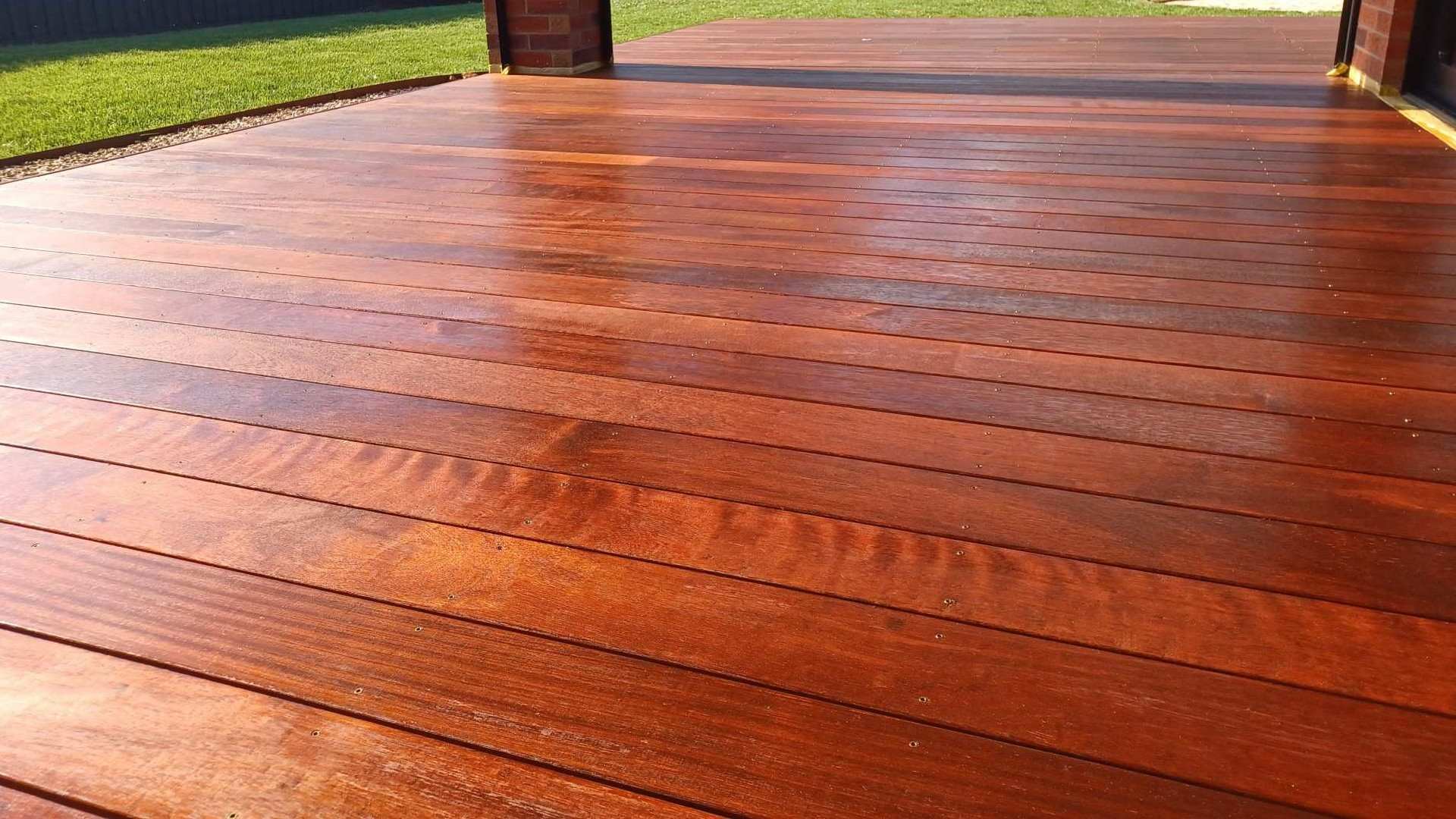 Merbau decking laid in backyard